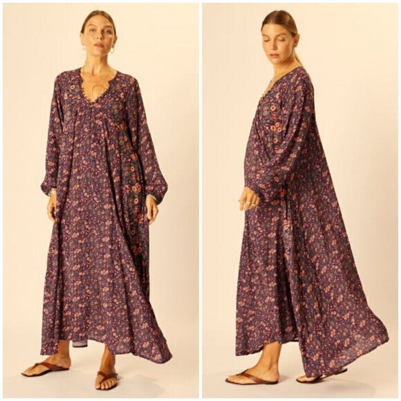 💕NATALIE MARTIN💕 Fiore Maxi Dress Petite Fleur Aubergine Floral Small NWOT - Picture 2 of 16